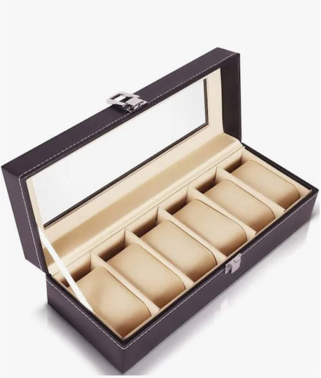 Watch Box Organizer with 6 Cushioned Slots