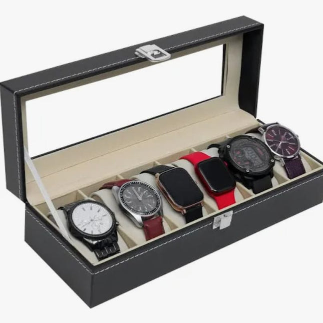 Watch Box Organizer with 6 Cushioned Slots
