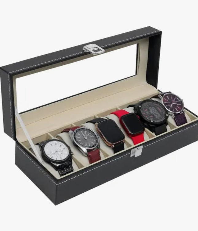 Watch Box Organizer with 6 Cushioned Slots