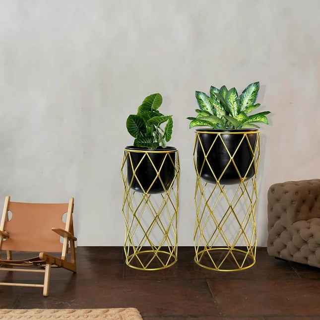 Designer Metal Pot - Set of 2