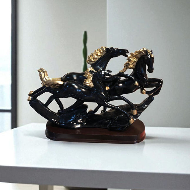 Black Royal horses Showpiece