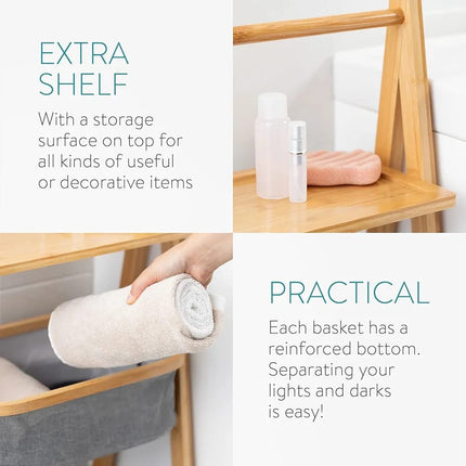Bamboo Three Tier Folding Baskets
