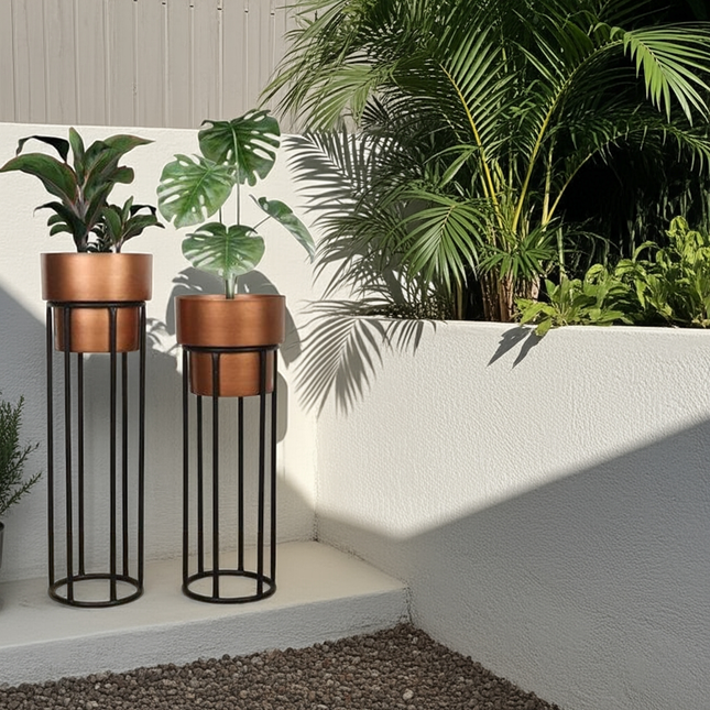 Designer Metal Pot - Set of 2